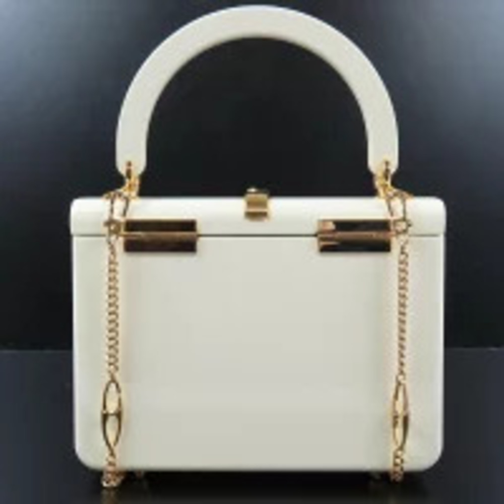 Gucci Handbag Sylvie Acrylic Chain Ivory Shoulder Bag Metal White